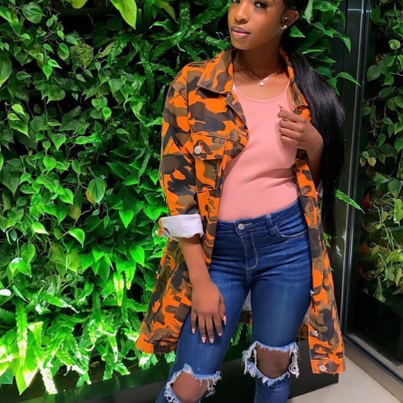 Orange army fatigue jacket Clearance